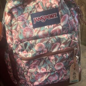 Jansport Pink and Green Floral Backpack